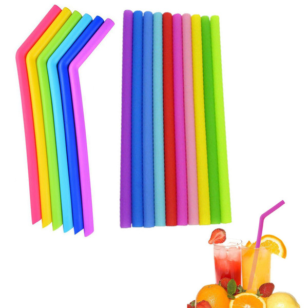 Food Grade Flexible Silicone Drinking Straws Drink Tools Reusable Eco-Friendly Colorful Silicon Straw For Home Bar Accessories