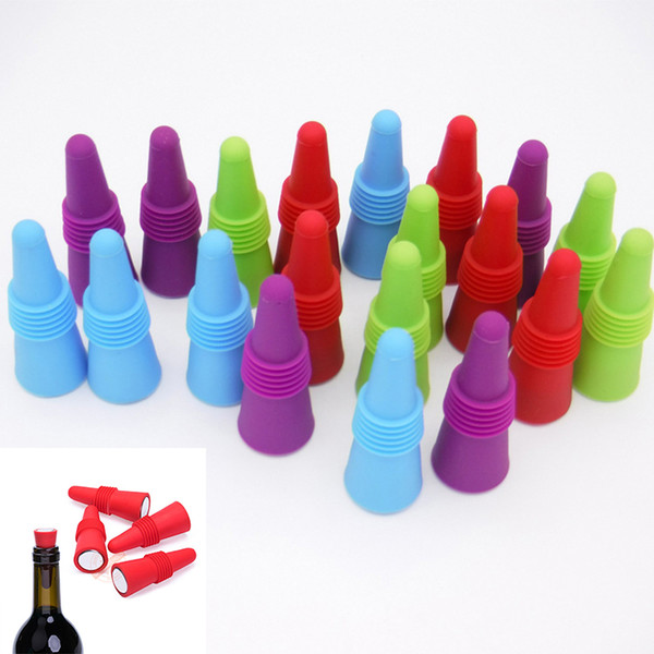 Silicone Wine Bottle Stopper Reusable Red wine stopper Grip Stainless Steel Silicone Liquor Beer Beverage Bottle Stopper Bar Tools