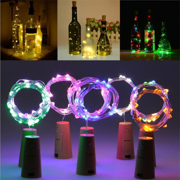 2M 20 LEDS Wine Bottle Lights With Cork Built In Battery LED Cork Shape Silver Copper Wire Colorful Fairy Mini String Lights