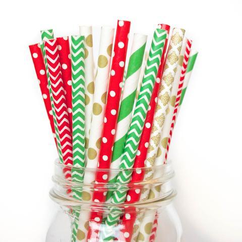 Special Design Christmas Paper Straws FDA Certified Eco-friendly Soy Ink Print Paper Straws