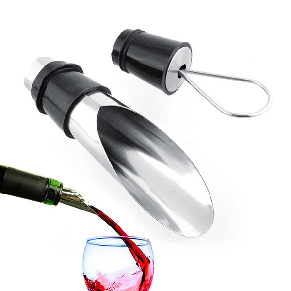 2 in 1 Stainless Steel Red Wine Stoppers And Wine Pourer Anti-dumping Silicone Bottle Stopper And Wine Pourer