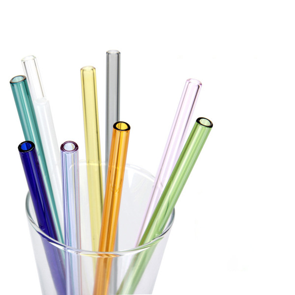 Colored Borosilicate Cocktail Glass Straws Length 20cm Strait 8mm Drinking Straw For Party Free DHL 741