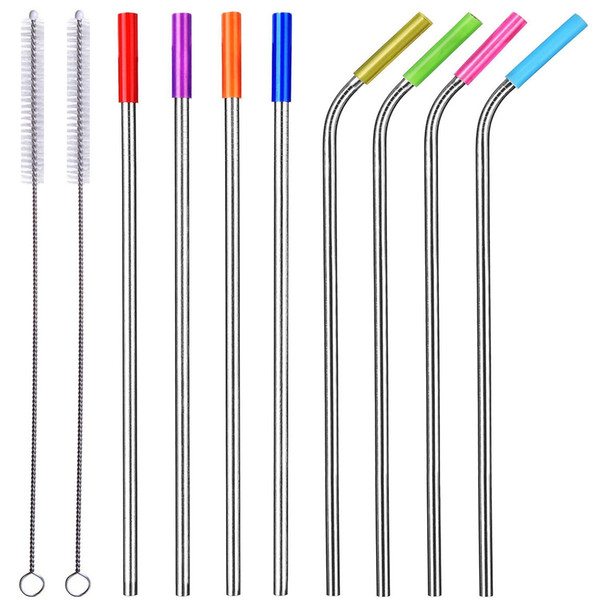 2019 FDA food quality straw mouthpiece Straws Reusable Metal Straws With Silicone Tips Stainless steel straw mouth straw sleeve brush