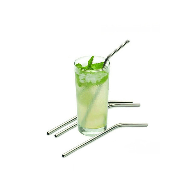 8 9 10 Inches Steel Straws Straight Drinking Straw Bent Stainless Steel Straws Reusable Drinking Straw Drinking For Bar Party