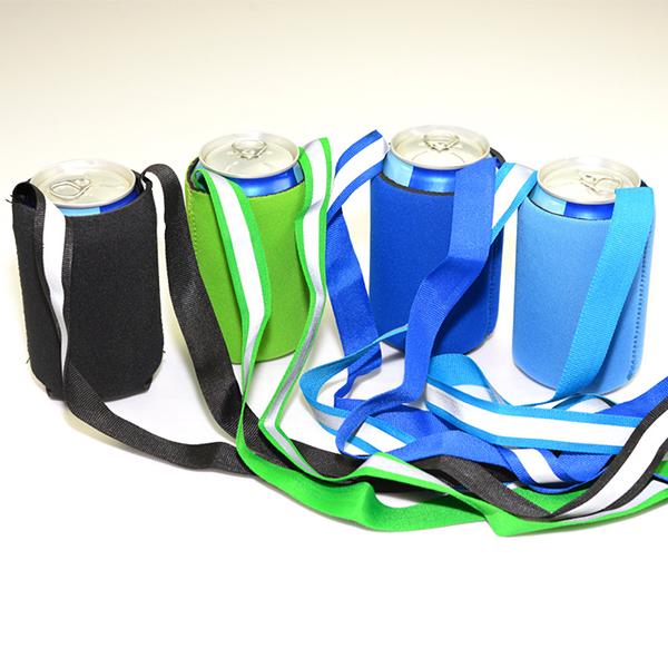 Creative Neoprene Can Cooler Sleeve with Reflective Sling for 12oz and 330ml Cola Beer Soda Water Can Random Color