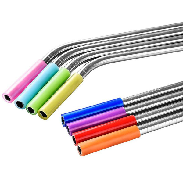 2018 silicone tips cover for 6mm diameter stainless steel straws 8 colors reusable straw cover prevent tooth impact