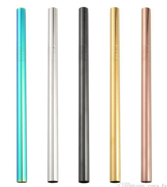 304 Stainless Steel 21.5cm Straight Reusable Wide Drinking Straws Dia. 6mm 8mm 10mm 12mm Stainless Steel Straws ANI-389