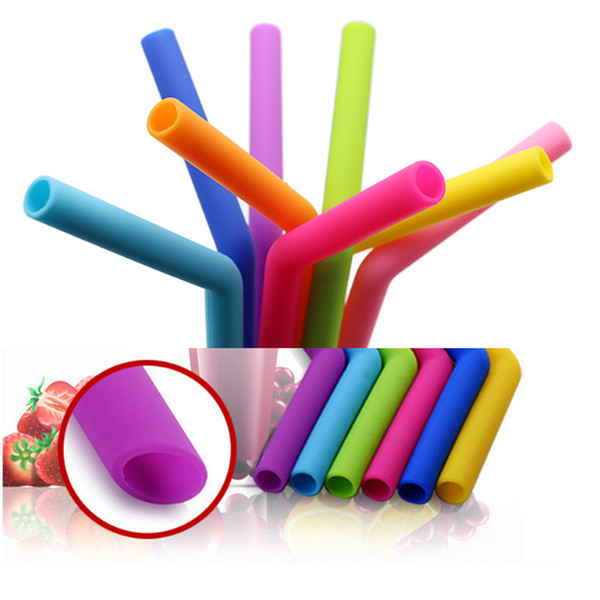 20 Pieces Bent ECO Silicone Straws High temperature resistance 25cm FDA standard straw resuable drinking sucker