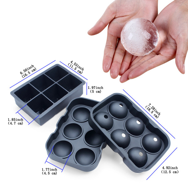 Reusable Glacio Silicone Giant Ice Ball Maker Cube Molds No-Spill Ice Cube Tray(Set of 2) BPA Free