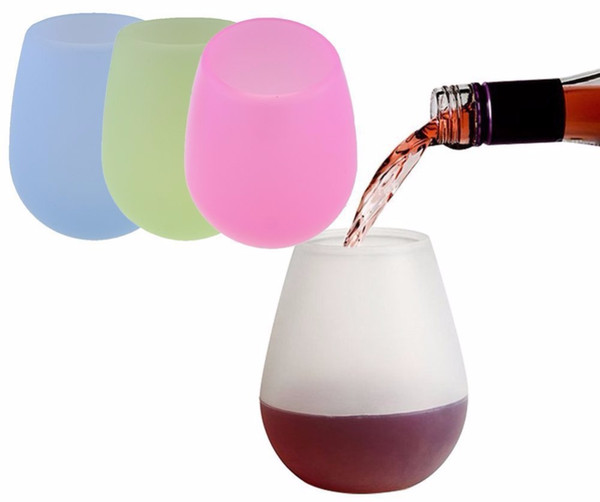 Silicone Wine Glass Cup Stemless Tumbler Rubber Beer Mug Unbreakable Cups for Cocktail Drinking Outdoor BBQ Camping Recyclable Wine Glasses