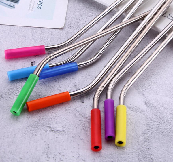 Colorful Silicone Straw Tips Covers for 6mm Stainless Steel Straws Food Grade Anti-sliding Drinking Straws Cover