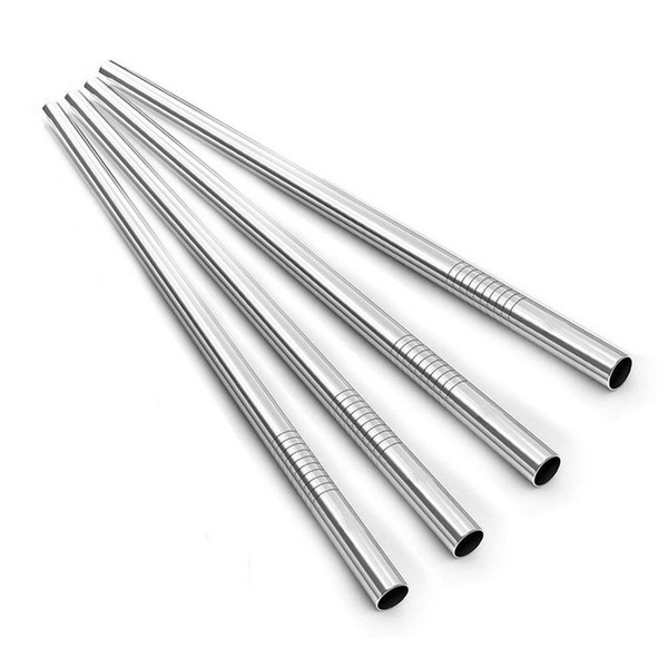 Eco Friendly 18/8 Stainless Steel Straight Straws 8.5 inch Long Reusable Metal Drinking Straw Fit Most Tumbler Cups