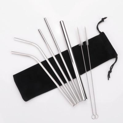 Stainless Steel Straw and brush Reusable Bend and Straight Metal 10.5 and 8.5 inch Extra Long Stainless Steel Straw Drinking Straws