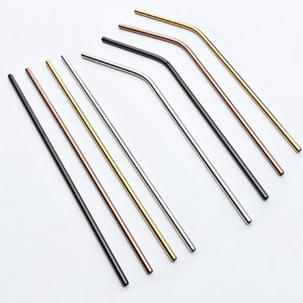 Stainless steel straw Straight and bend stainless steel straw and cleaning brush reusable drinking straw bar drinking tool.