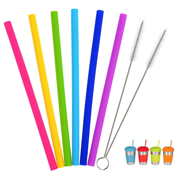 50pcs colorful silicone straws for cups food grade 25cm silicone straight bent straws for bar home drinking straws