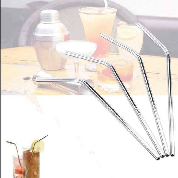 Bent Stainless Steel Straw drinking straw Reusable Straws Metal Drinking Straw Bar Drinks Party wine straws 6MM*0.5*215 1600pcs