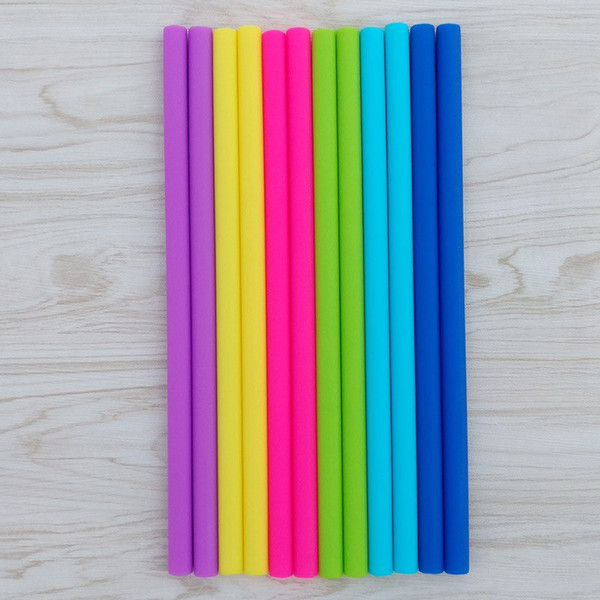 100pcs Silicone Eco Straws Reusable for 800ml Mugs Smoothie Flexible Sucker 5 color Drinking Straw for Mugs Silicone Stripes Straw