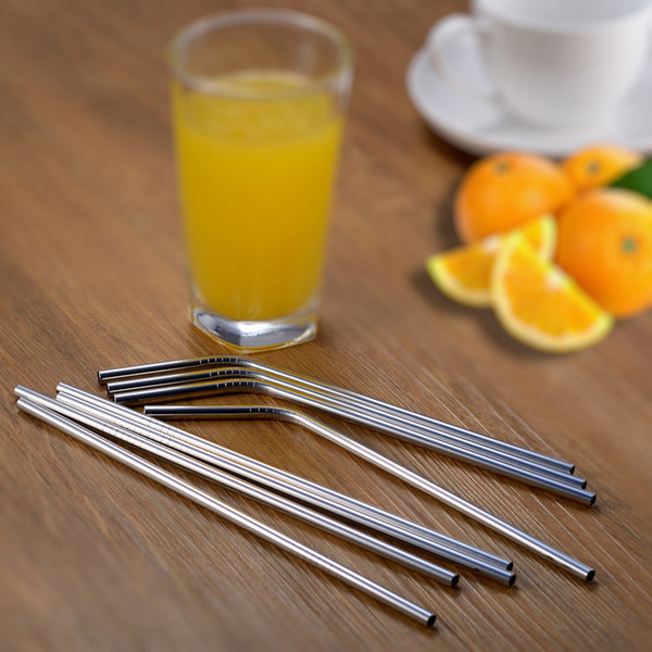 Metal Drinking Straws Reusable 266*6mm bent/straight 304 Stainless Steel Straw for 30oz cup Juice Bar Accessorie Party 50pcs/lot