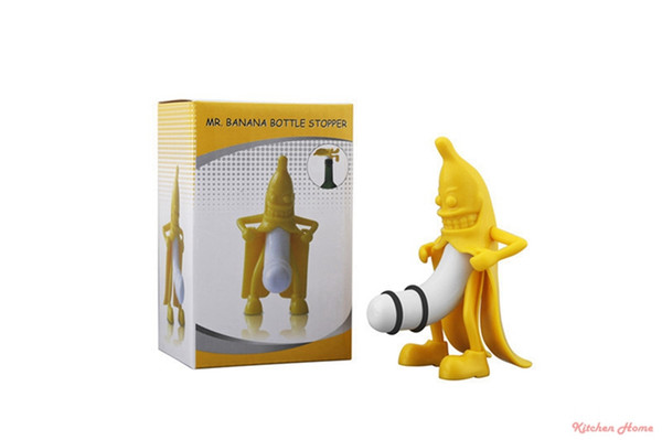 Funny Mr Banana Yellow Wine Stopper Novelty Bar Tools Wine Cork Bottle Plug Perky Interesting Gifts