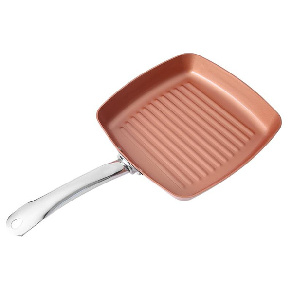 9 .5inch Stainless Steel Non -Stick Copper Square Stripe Fry Pans Heat Resistant Frying Pan Cookware