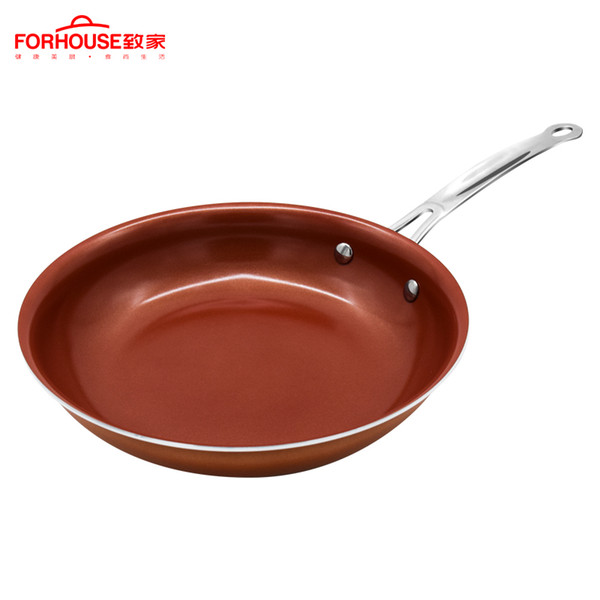 10 Inch Non -Stick Copper Frying Pan Ceramic Coating Aluminum Pots Baking Cooking Cake Pans For Induction Pan Cooker Wok