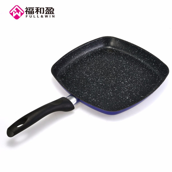 1pcs 27cm Square Blue Bottom Non -Stick Modern Kitchen Utensils Stone High Quaality Frying Pan Layer -Cake Steak Pancake Pan