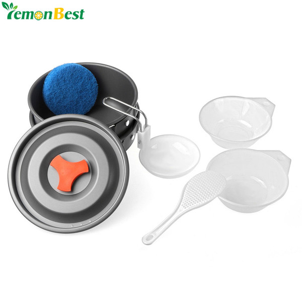 Outdoor Camping Cooking Pots And Pans Set Cookware Mess Kit 9 Piece Backpacking Gear Hiking Cook Set Bowls Spoon With Oxford Bag