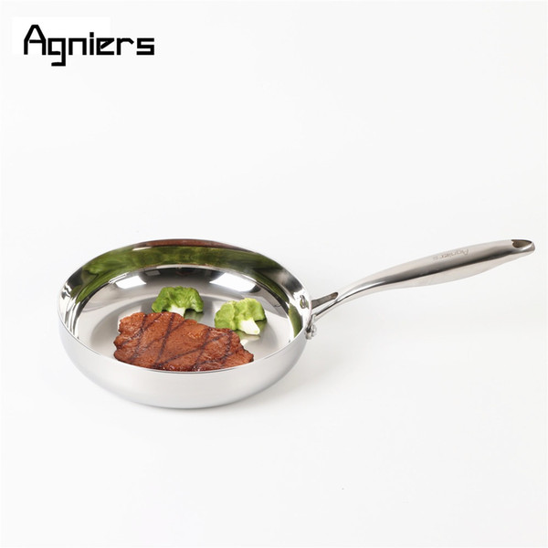 Agniers 24cm Multi -Ply Clad Stainless -Steel 9 .5 -Inch Frying Pans Straight Skillets