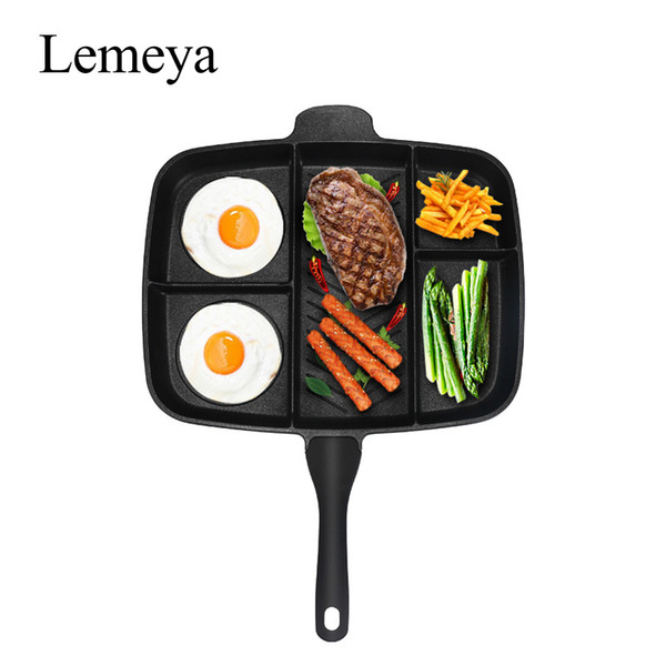 Wholesale Fryer Pan Non -Stick 5 In 1 Fry Pan Divided Grill Fry Oven Meal Skillet 15 &Quot ;Black