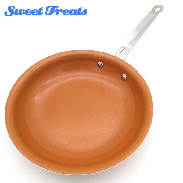 Sweettreats Round Non -Stick Copper Frying Pan With Ceramic Coating And Induction Cooking ,Oven &Dishwasher Safe 10 Inches