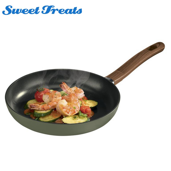 Sweettreats Induction Bottom Aluminum Nonstick Grey Fry Pan With Ceremic Coating And Wooden Handle 12 Inches Dishwasher Safe