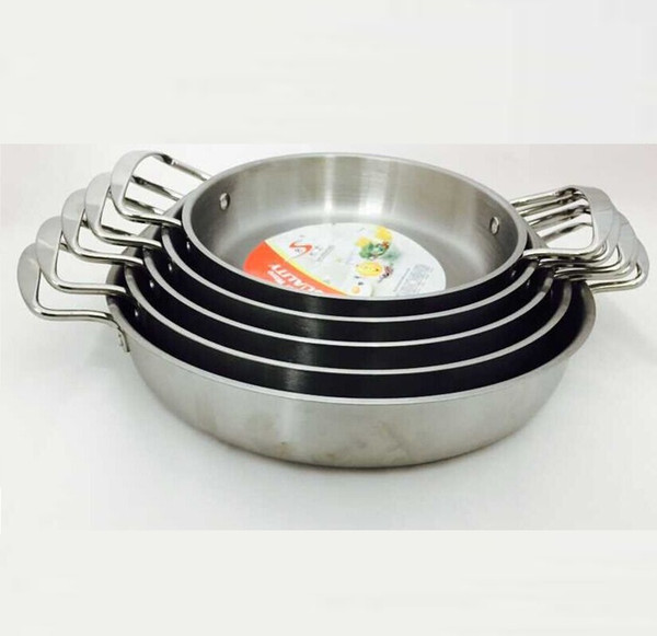 Free Shipping 22cm Non -Coating Stainless Steel Fry Pan Griddles &Grill Pans .