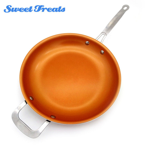 Sweettreats Round Non -Stick Copper Frying Pan With Ceramic Coating And Induction Cooking ,Oven &Dishwasher Safe 12 Inches