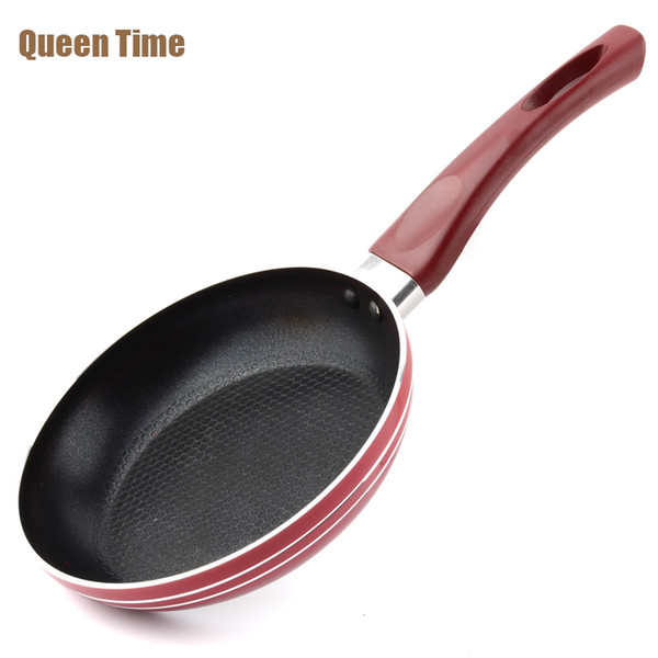 Queentime 7 Inch Italian Round Frying Pan Fried Egg Pan Aluminum Non -Stick Grill Pans With Tilted Handle For Frying Meat Steak