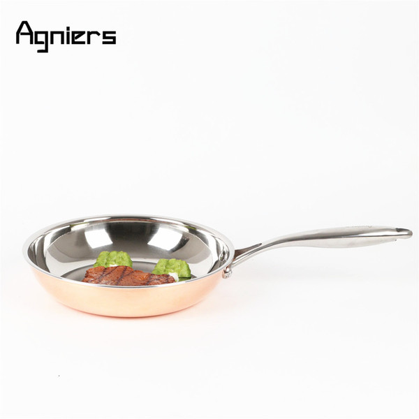 Agniers 26cm Multi -Ply Clad Copper Skillets And Stainless -Steel 10 -Inch Edge Chef 'S Cookware Pan