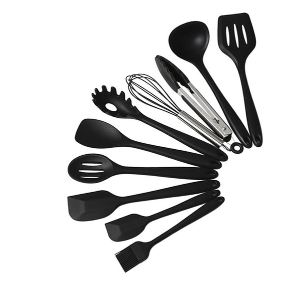 Silicone Cookware Set Kitchen Utensils Non Stick Spoon Clip Egg Beater Cooking Gadgets 10 Piece Sets Kitchenware Accessories