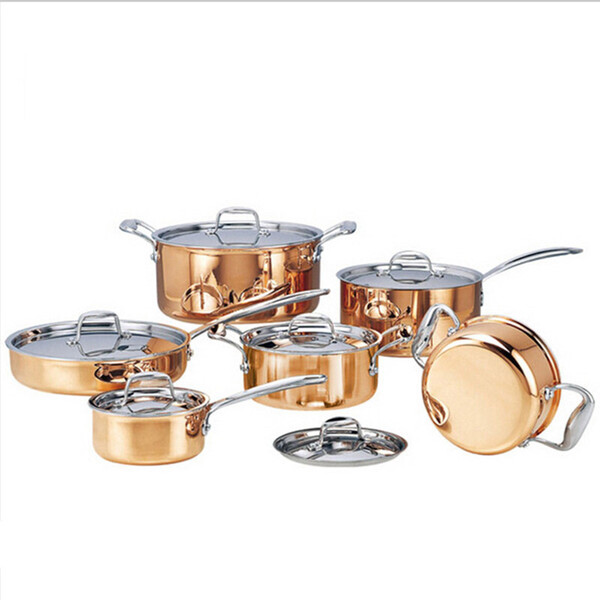 High -Grade Copper 6 Pieces Cooking Pots With Frying Pan Stainless Pot Hot Pot And Pans Cookware Set