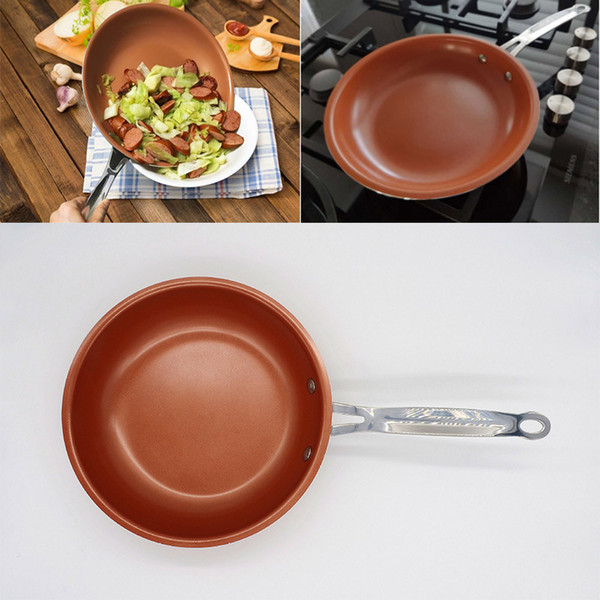 New High Quality Non-stick Copper Frying Pan with Ceramic Coating Induction cooking Oven Pans Kitchen Dining Tool 10 Inches WX-C63