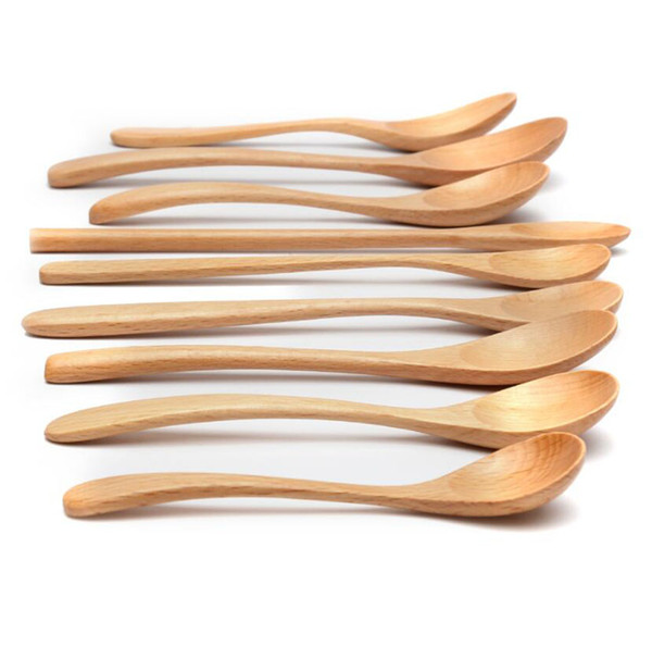 New Natural Elm Seasoning Dining Bar Spoon Tableware Kitchenware Wooden Long Hand Stirred Sugar Spoon Creative Simple Small Spoon Wholesale