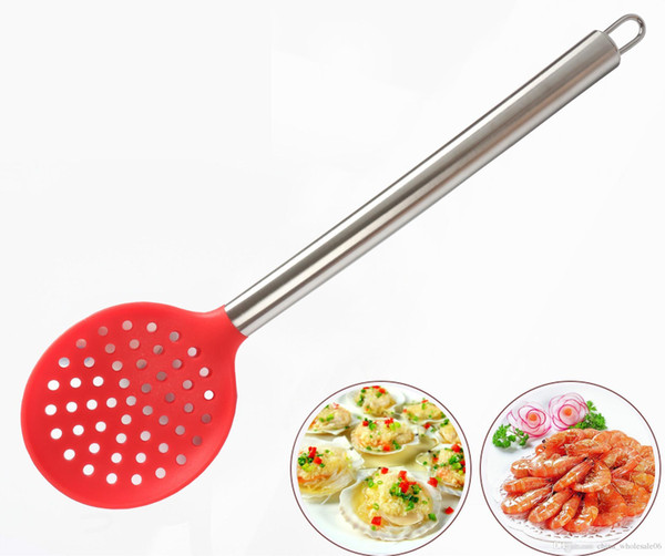 New Silicone Slotted Spoon / Long Stainless Steel Handle & Food Grade Silicone Material 1 Piece Wholesale