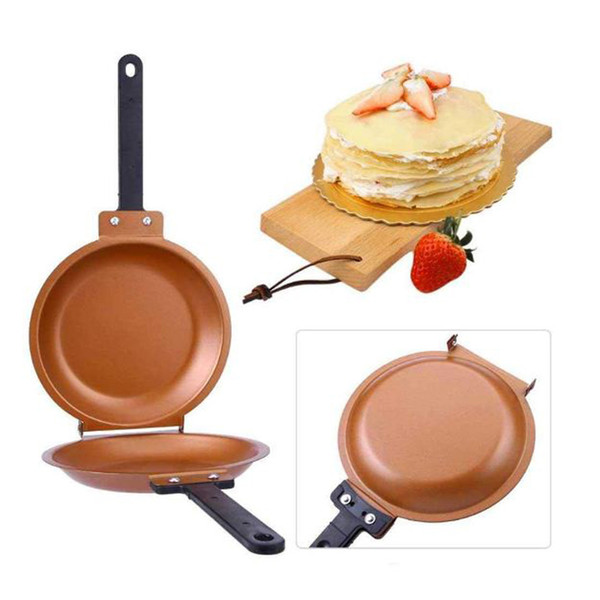 High Quality Non-stick Copper Frying Pan Double Side Grill Fry Pan Cookware Double Face Pan Steak Pancake Outdoor Kitchen Tool