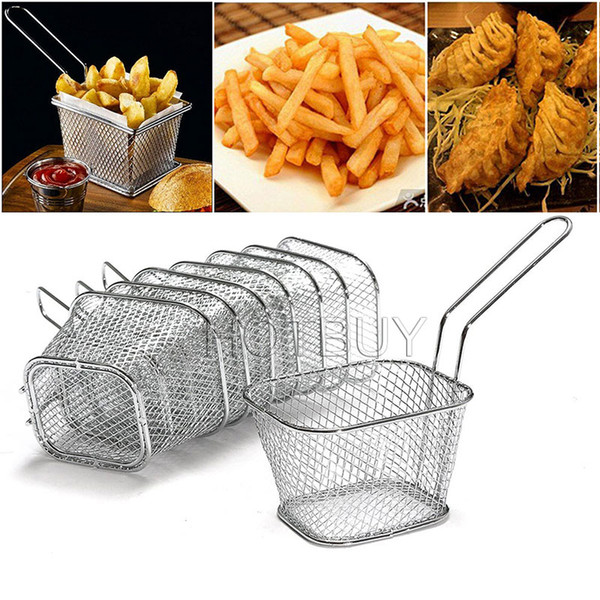 Stainless Steel Chips Mini frying Basket Strainer Fryer kitchen Cooking Chef Basket Colander Tool French Fries Basket #4580