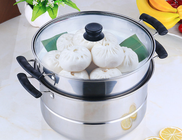 Stainless steel steamer double layer two layer two layer stainless steel multi-purpose pot steamed soup pot Hot pot