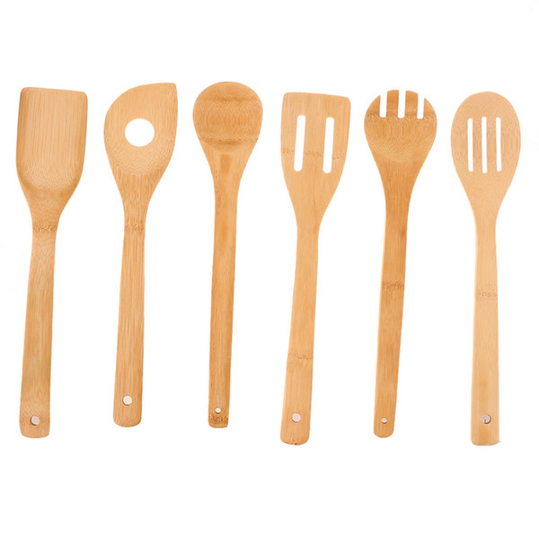 2016 Hot Useful Eco-friendly Bamboo Wood Spatula Spoon Kitchen Cooking Tool Sets Free Shipping