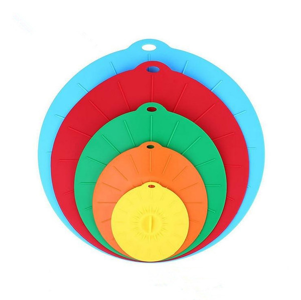 5pcs/set Silicone Preservation Lid Bowl Pan Cooking Pot Lid Reusable Suction Seal Covers Spill-proof Food Grade Silicone Pot Cover