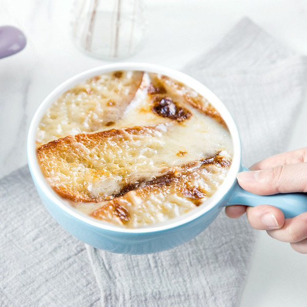 Stoneware French Onion Soup Crock Colored Ceramic Chili Bowls with Handles 16 Ounce Oven Safe Bakeware Baking Pan