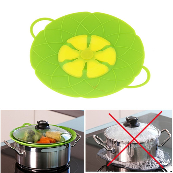 Multi-function Cooking Tools Flower Cookware Parts Green Silicone Boil Over Spill lid Stopper Oven Safe