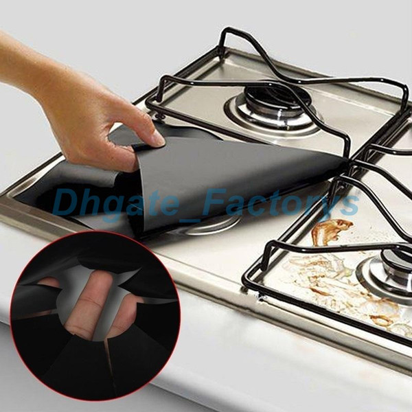 4PCS Reusable Aluminum Foil Gas Stove Burner Cover Protector Liner Clean Mat Pad File Injuries Protection