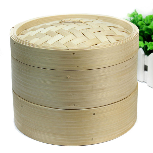 2 Tier Bamboo Steamer With Steaming Baskets And Lid Chinese Kitchen Cookware For Cooking Fish Rise Pasta Vegetables Dim Sum free shipping