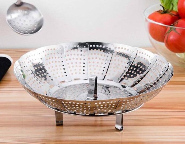 Stainless Steel Collapsible Steamer Multifunction Vegetable Fruit Basket Cooking Metal Rack Food Steamer Kitchen Tool